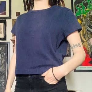 madewell blue shirt with bow